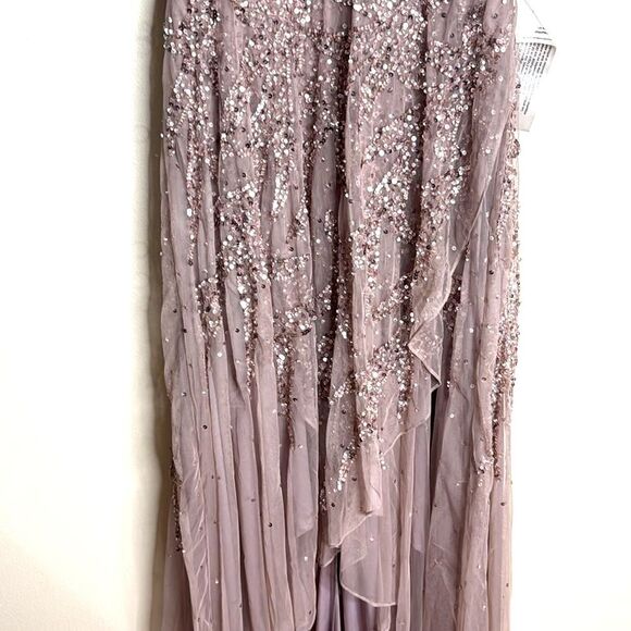 Mac Duggal SEQUINED BUTTERFLY SLEEVE HIGH LOW GOWN dress size 12 - Picture 6 of 14